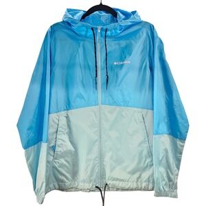 Columbia Sportswear‎ Lightweight Hooded Windbreaker Jacket Blue Mint Size M